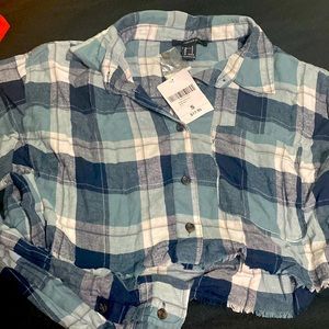 Plaid button down crop top